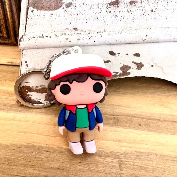 New! Stranger Things Season 1 Dustin Key Chain Silicone Backpack Charm - Picture 3 of 6
